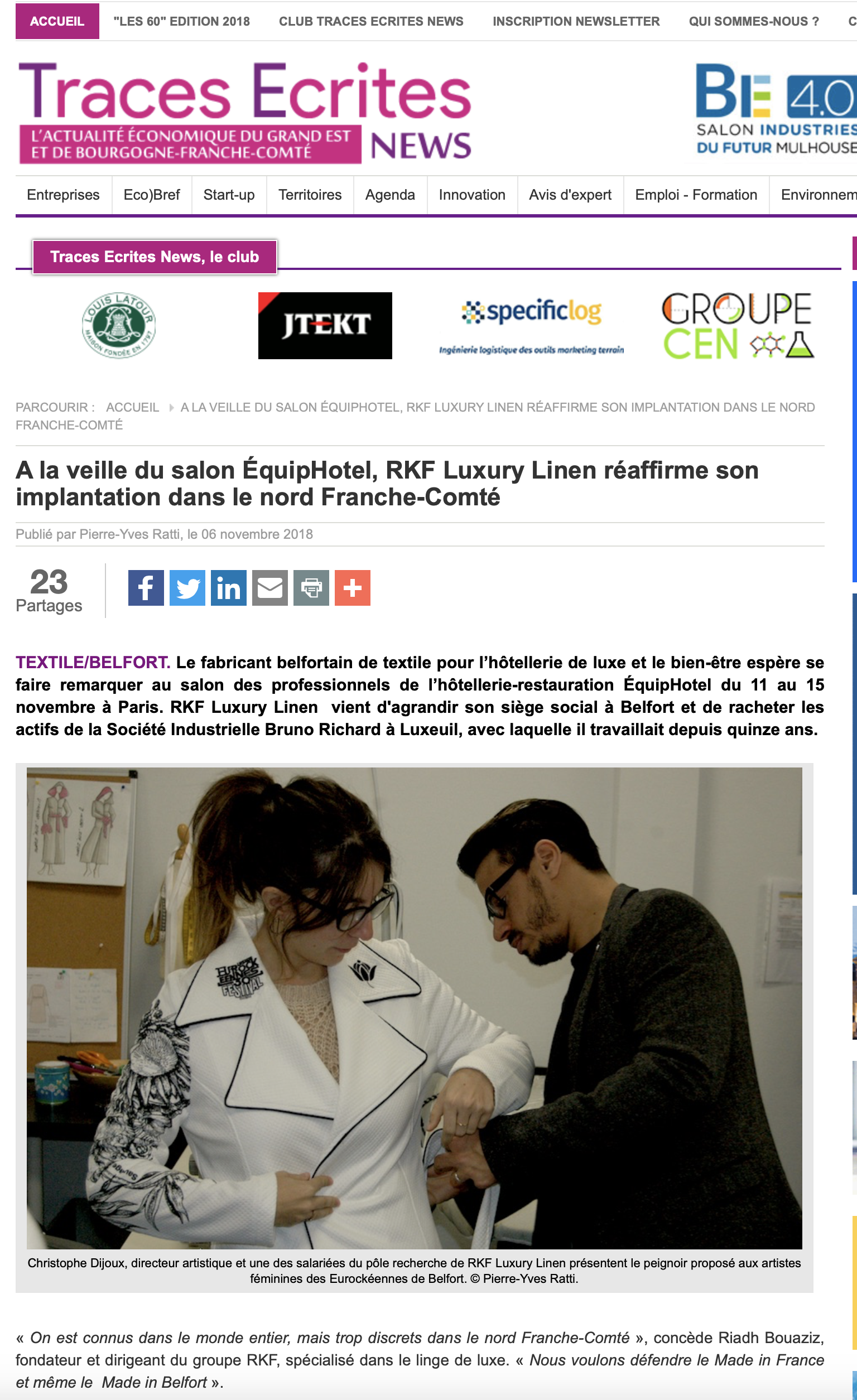 Traces Ecrites News - RKF Luxury Linen - Belfort - luxe made in Nord Franche-Comté